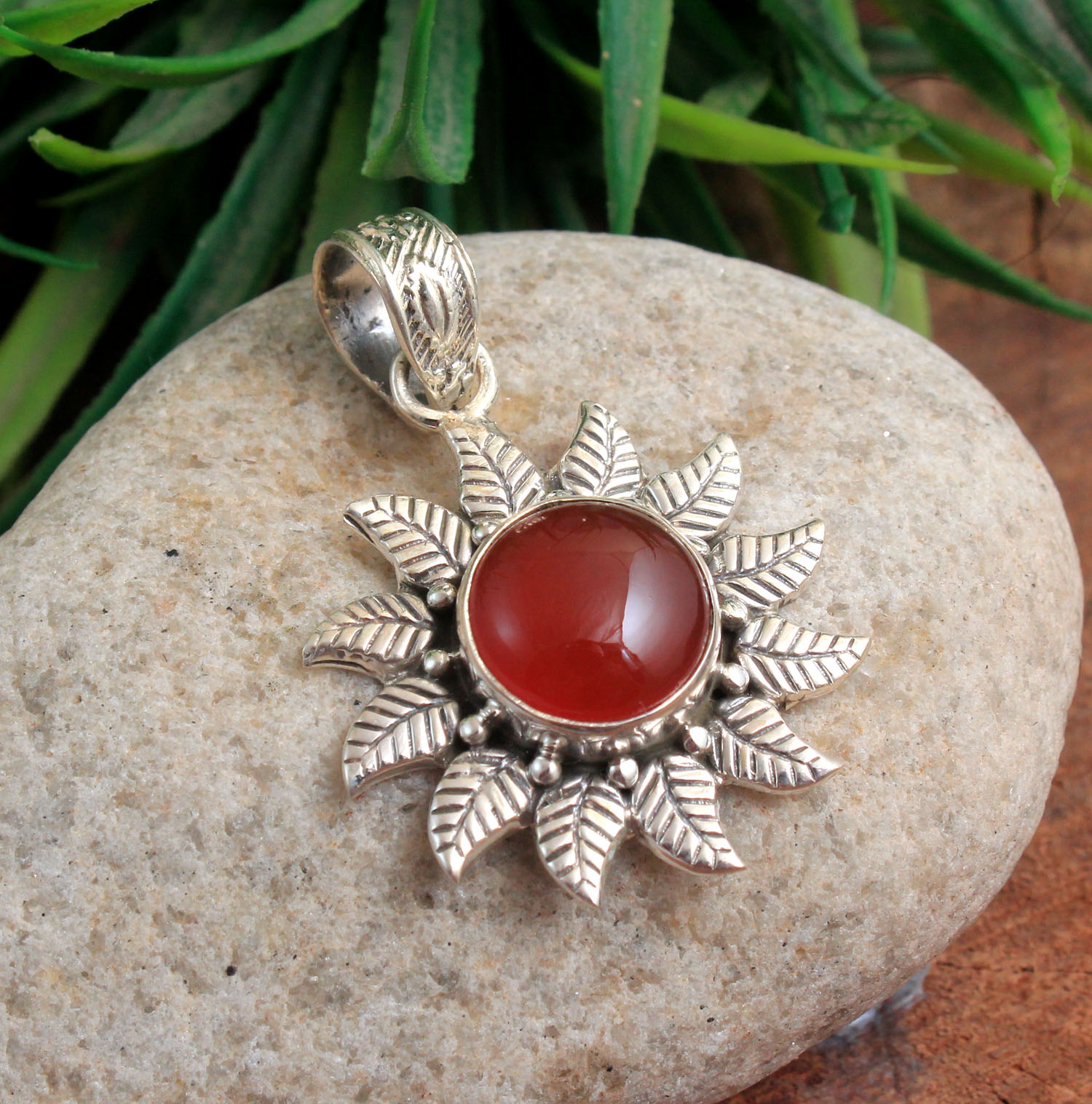 Carnelian Leaf Pendant
